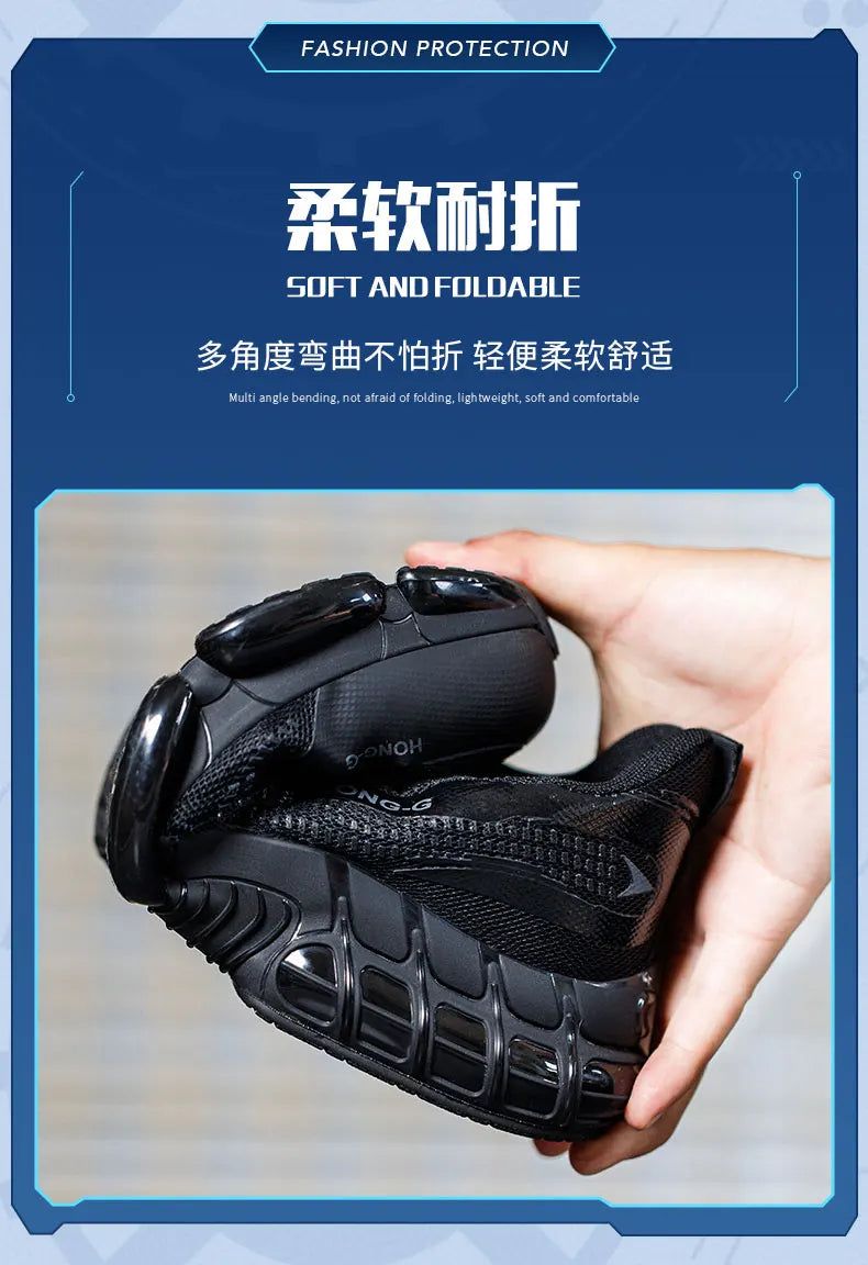 Men Rotating Button Work Sneakers Steel Toe Shoes Safety Boots Puncture-Proof work Shoes Indestructible Fashion Protective Shoes